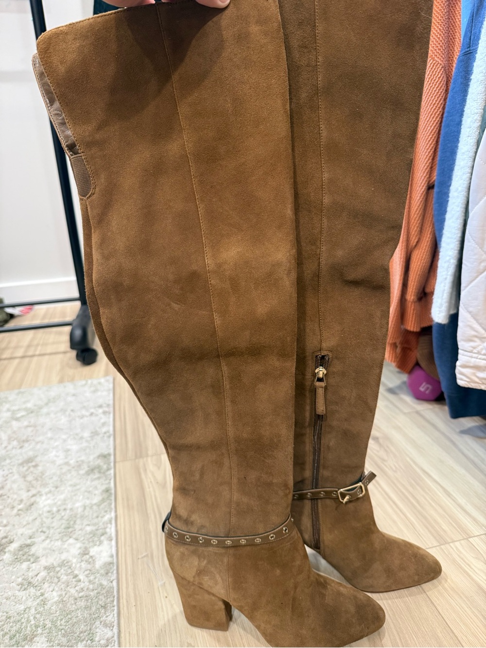 Ninewest Women’s Brown Suede Over-the-Knee Heeled Boots